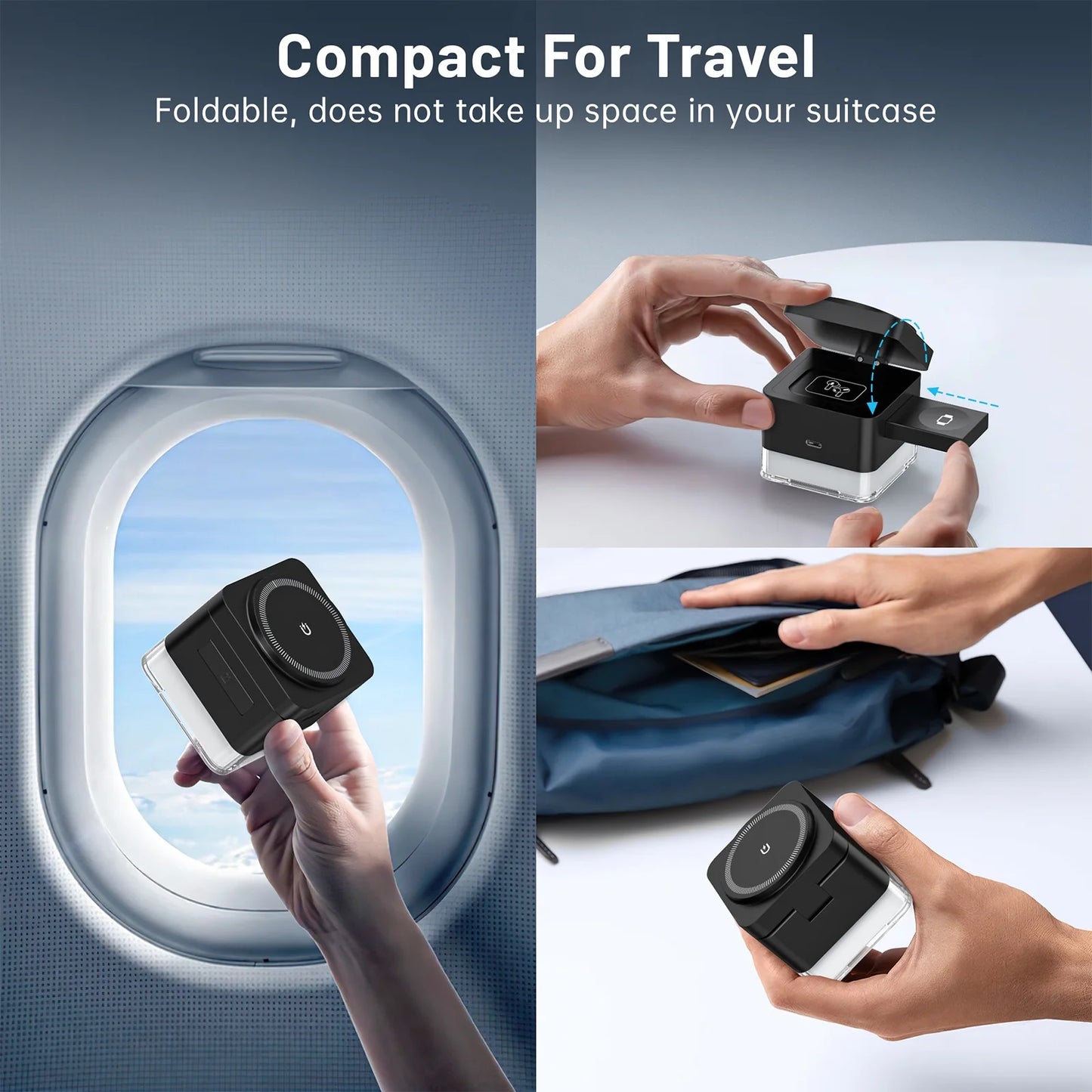 Wireless Charger,  3 in 1 Cube Iphone Wireless Charger Stand, 15W Fast Charging Station, Foldable Wireless Charging Dock for Iphone 16/15/14/13/12, Iwatch S2-10/Ultra, Airpods 2/3/4/Pro