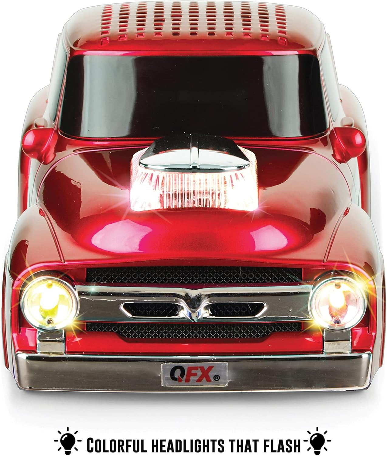 Vintage 1956 Pickup Truck Bluetooth Speaker - 3-Inch Sound, Hands-Free, FM Radio & LED Party Lights - Red