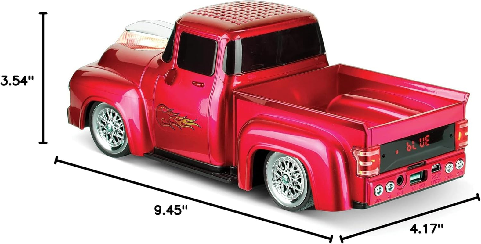 Vintage 1956 Pickup Truck Bluetooth Speaker - 3-Inch Sound, Hands-Free, FM Radio & LED Party Lights - Red