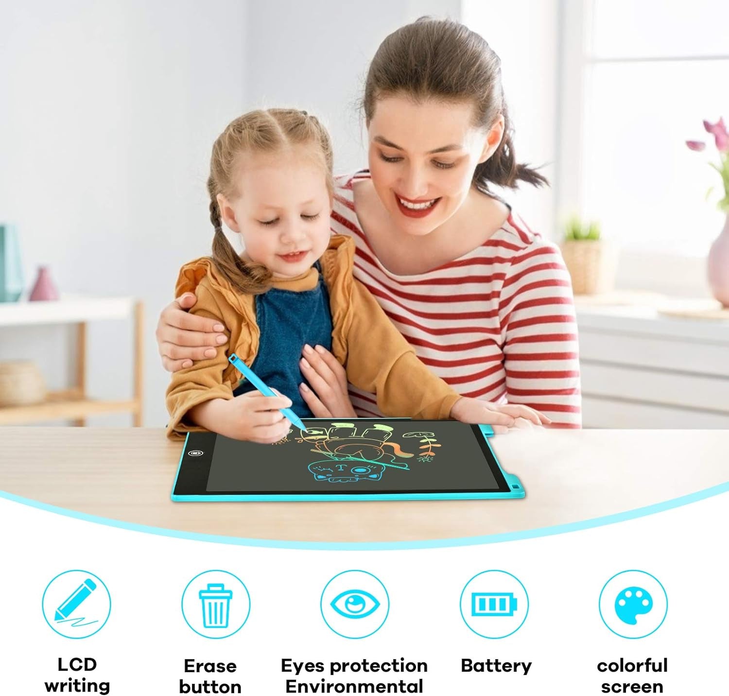 LCD Writing Tablet Drawing Board 12 Inch Colorful Girls Toys Christmas Birthday Gift for 3 4 5 6 7 Year Old Girls Erasable Drawing Tablet Doodle Board Toddler Learning Toys for Age 3+