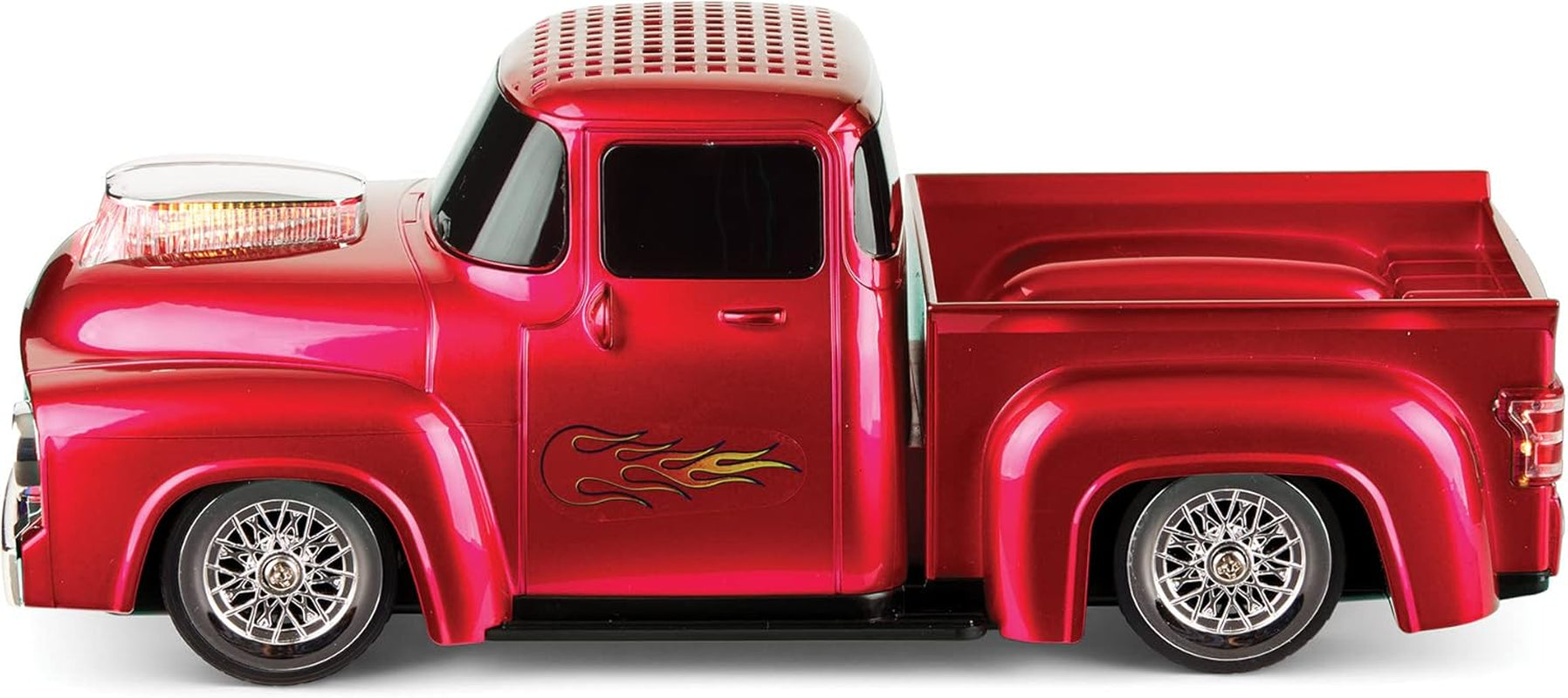 Vintage 1956 Pickup Truck Bluetooth Speaker - 3-Inch Sound, Hands-Free, FM Radio & LED Party Lights - Red