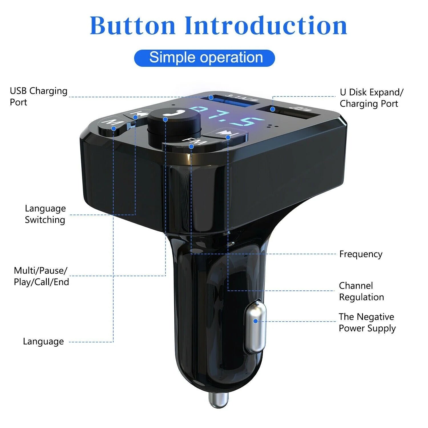 Upgrade Your Drive: Wireless Bluetooth FM Transmitter with MP3, USB Charger & Handsfree Calling