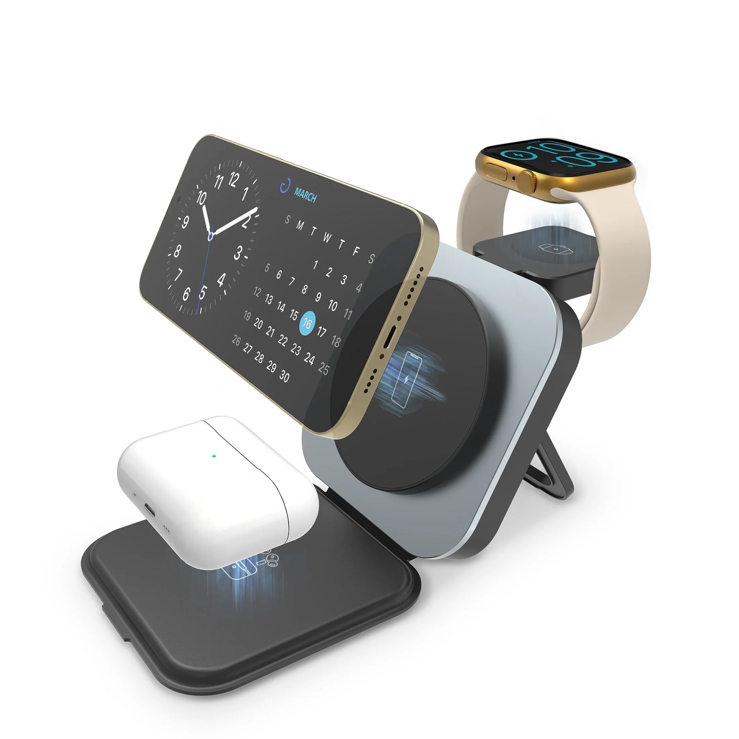 3-In-1 Magnetic Wireless Charger for Smartphone, Apple Watch and Airpods