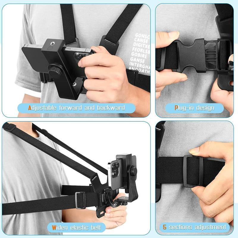 2025 New Hanging Neck Mount for Phones, Neck Car Phone Holder Pov/Vlog Selfie Mount Hand Free Phone Neck Holder Chest Stand Strap Video Recording for Iphone 15 14 13 12 Series Android Phones,Action Camera Accessories Smartphone
