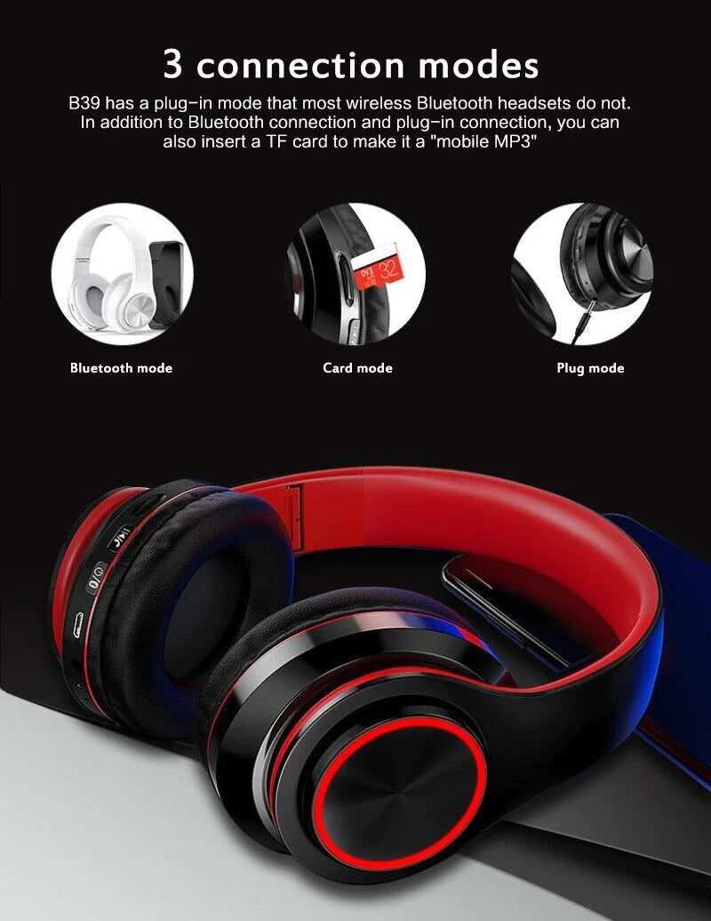 Ultimate Super Bass Wireless Bluetooth Headphones - Foldable Stereo Earphones with Mic