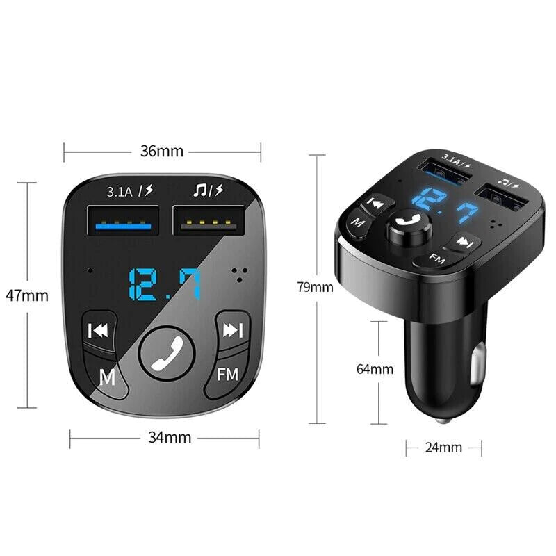 Upgrade Your Drive: Wireless Bluetooth FM Transmitter with MP3, USB Charger & Handsfree Calling