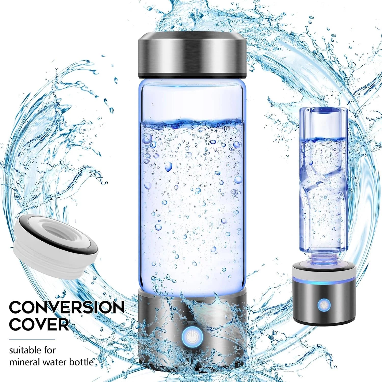 Hydrogen Water Bottle Generator, 3Min Quick Electrolysis, Antioxidant Hydrogen Rich Water Cup with PEM SPE Technology, Hydrogen Water Generator Alkaline Maker, 420Ml Hydrogen Bottle