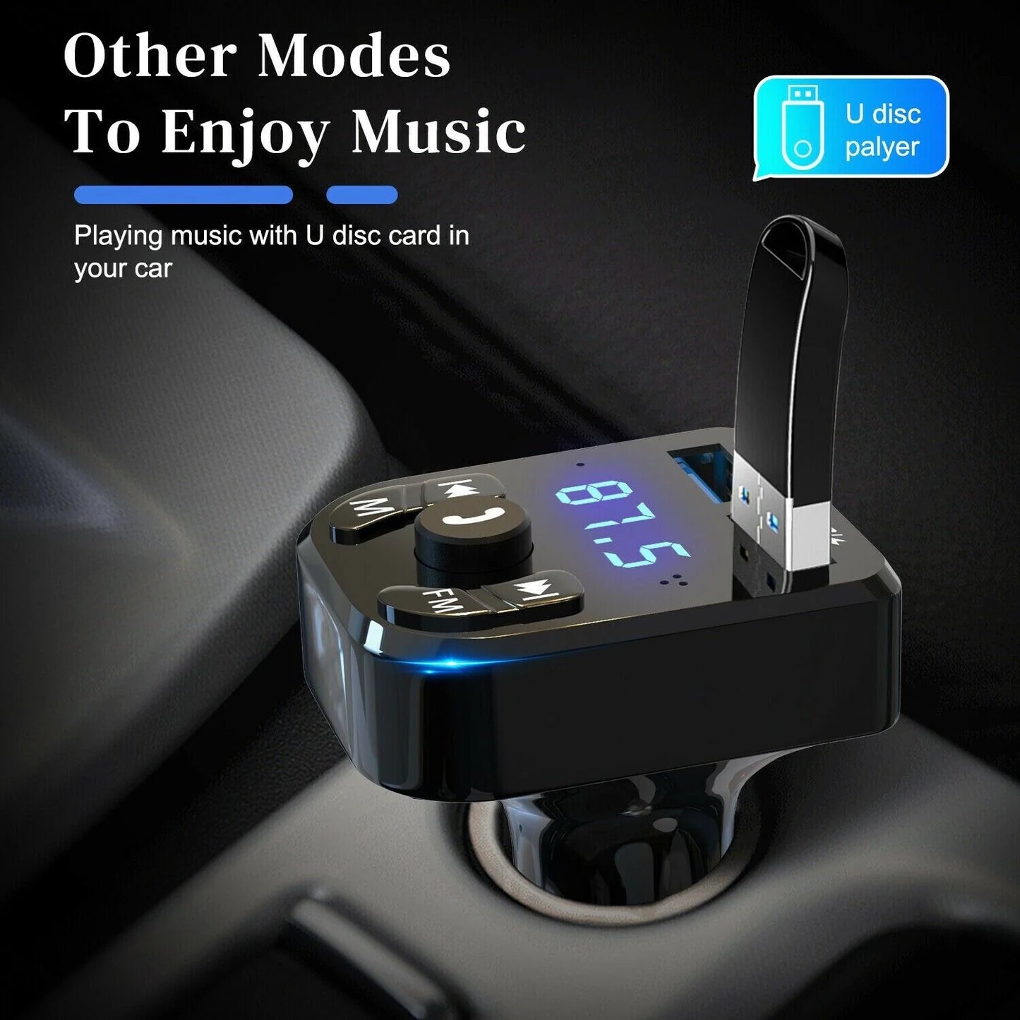 Upgrade Your Drive: Wireless Bluetooth FM Transmitter with MP3, USB Charger & Handsfree Calling