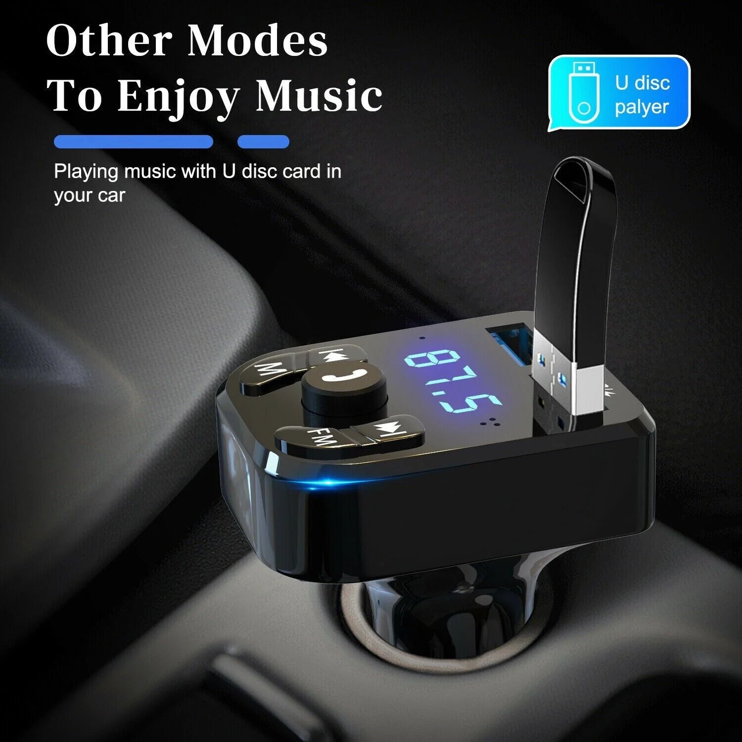 Upgrade Your Drive: Wireless Bluetooth FM Transmitter with MP3, USB Charger & Handsfree Calling