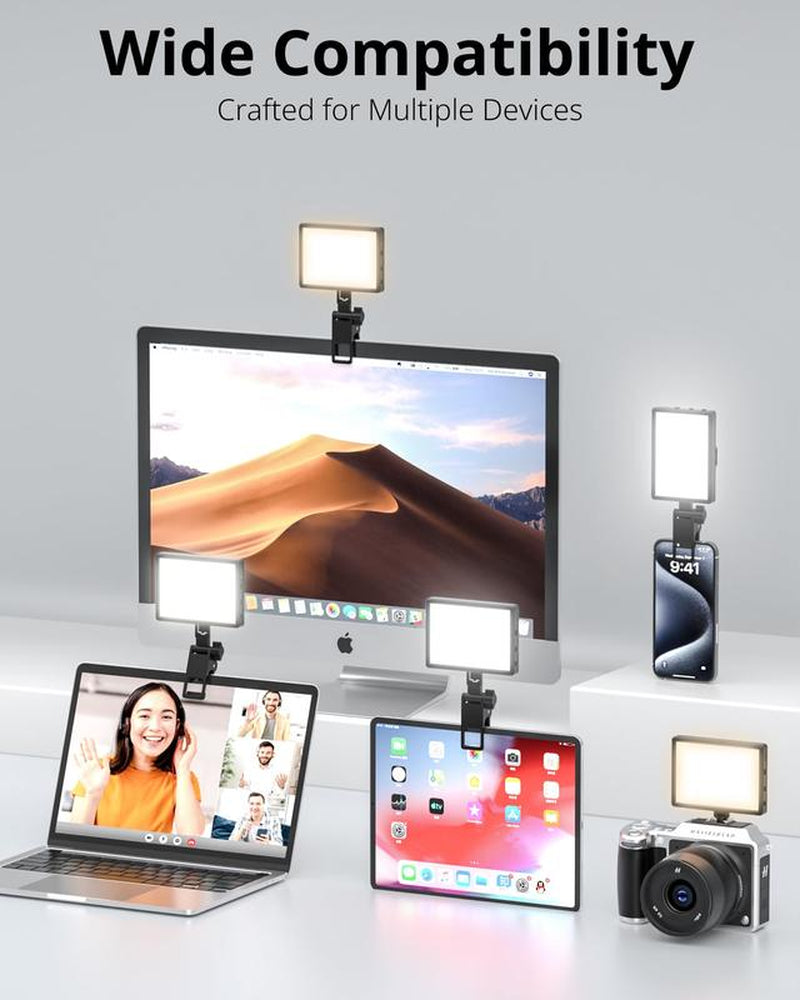 Rechargeable LED Selfie Light with Clip - 3 Color Modes, 10 Brightness Levels, Portable Fill Light for Makeup, Tiktok, Zoom, Photography, Iphone, Android, Ipad, Laptop, Monitor