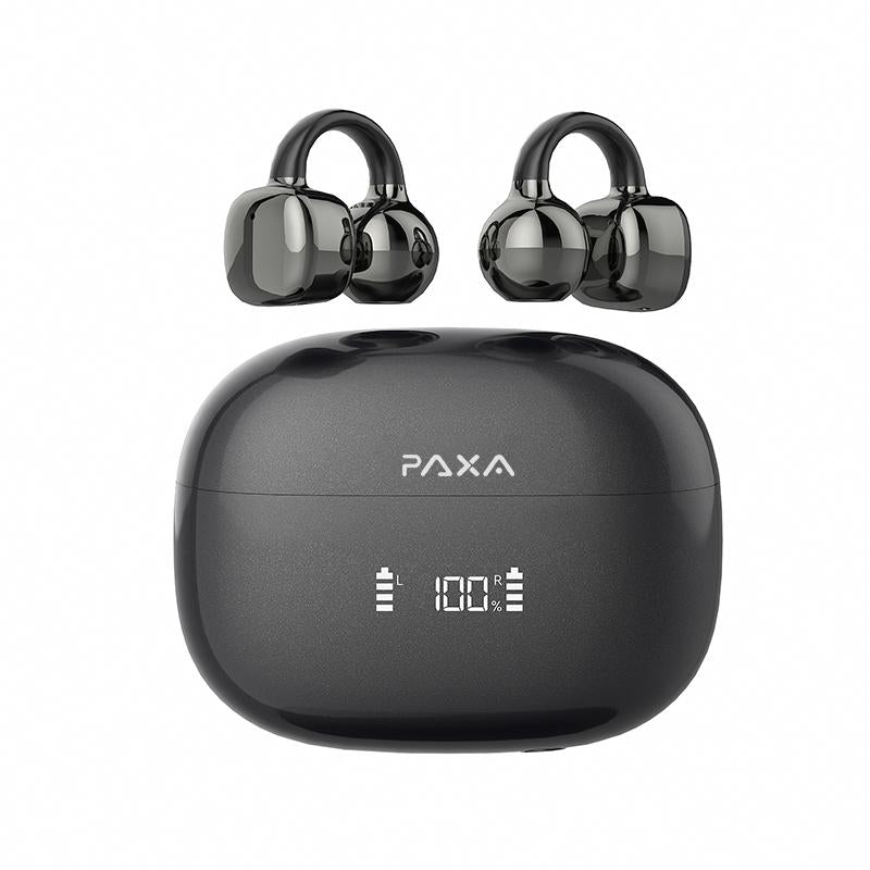 PAXA Clipbuds 7 Clip-On Design Wireless Headphones, Powerful Sound Effects for Music, Dustproof & Waterproof Sports Earbuds for Running, Workout, Audio