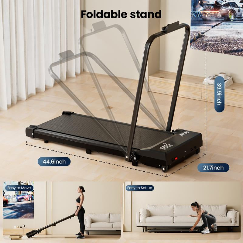 【New Arrival】Yagud Electric Folding Treadmill with Low-Noise Motor – 265Lbs Weight Capacity Spacious Belt, Dual Shock Absorption, Remote Control & Wheels for Easy Moving – Includes Free Resistance Bands and Remote