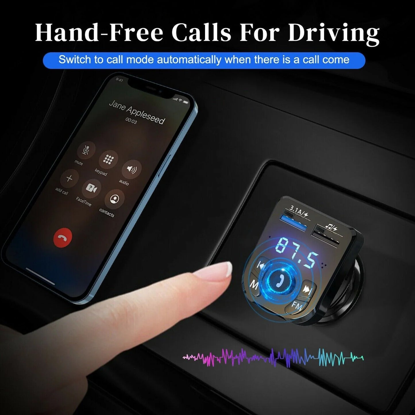 Upgrade Your Drive: Wireless Bluetooth FM Transmitter with MP3, USB Charger & Handsfree Calling