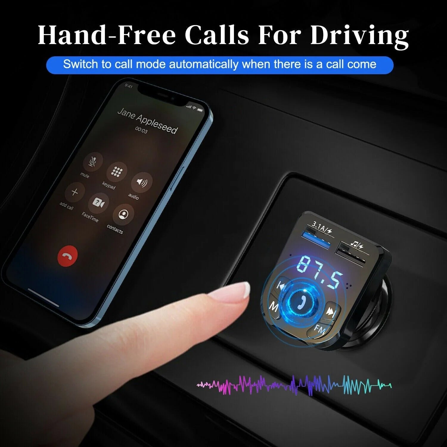 Upgrade Your Drive: Wireless Bluetooth FM Transmitter with MP3, USB Charger & Handsfree Calling