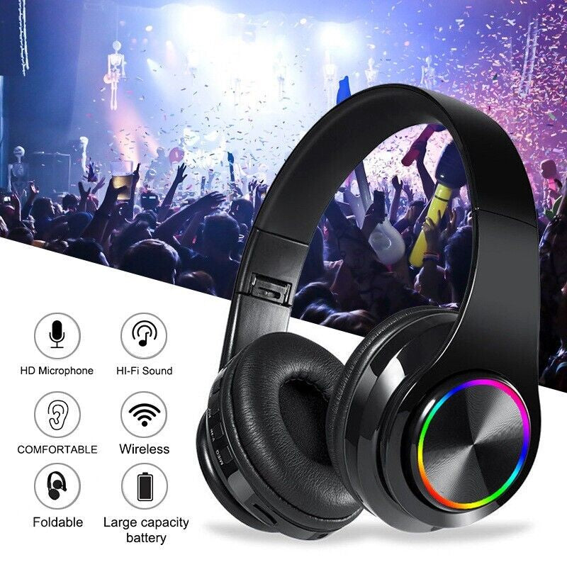 Ultimate Super Bass Wireless Bluetooth Headphones - Foldable Stereo Earphones with Mic