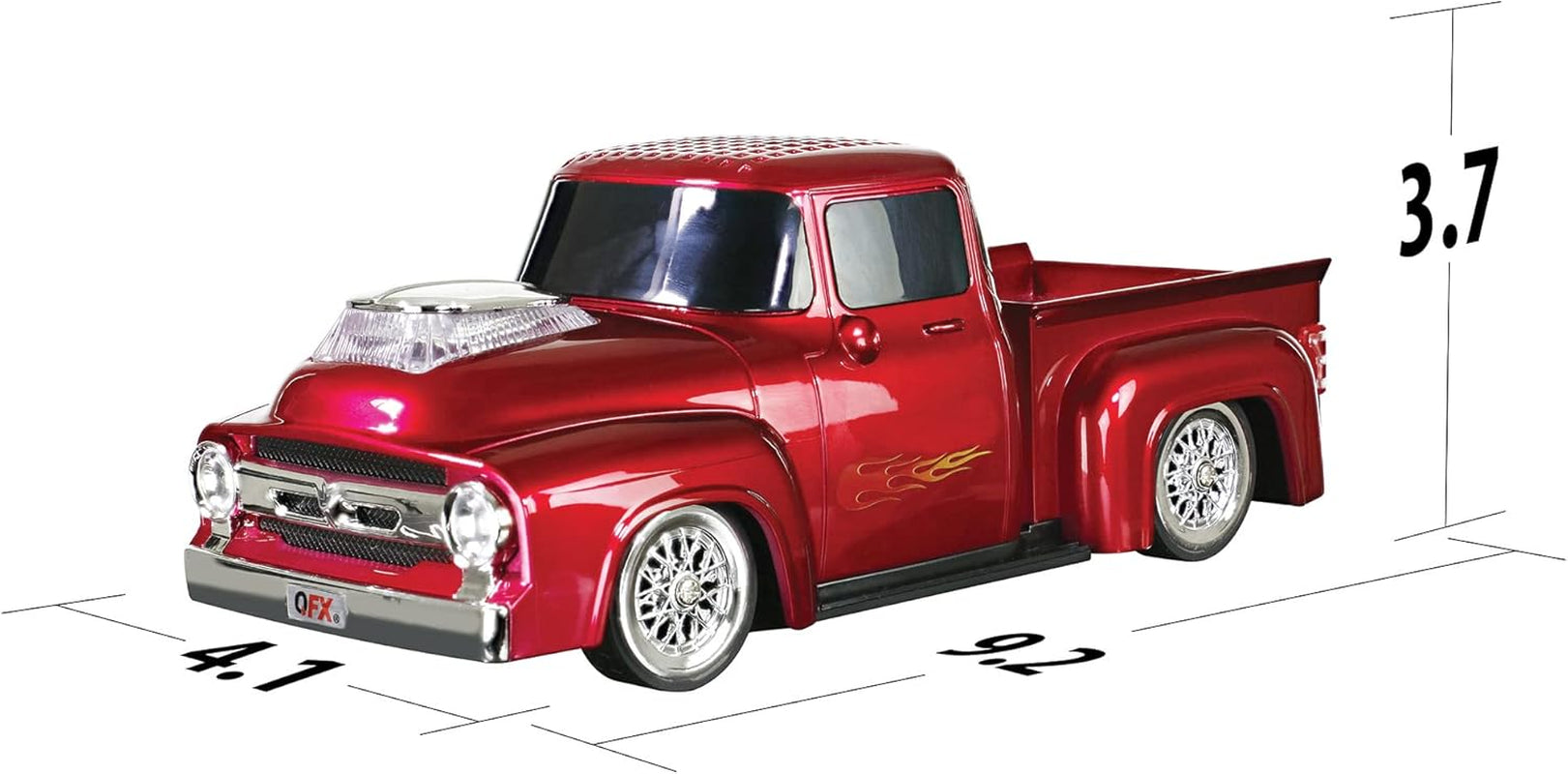 Vintage 1956 Pickup Truck Bluetooth Speaker - 3-Inch Sound, Hands-Free, FM Radio & LED Party Lights - Red