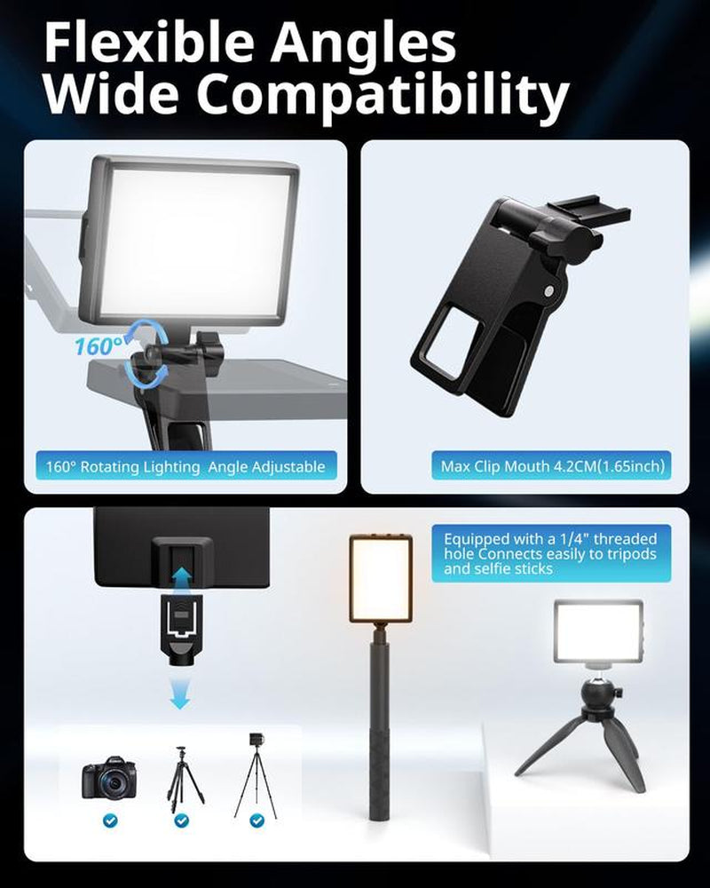 Rechargeable LED Selfie Light with Clip - 3 Color Modes, 10 Brightness Levels, Portable Fill Light for Makeup, Tiktok, Zoom, Photography, Iphone, Android, Ipad, Laptop, Monitor