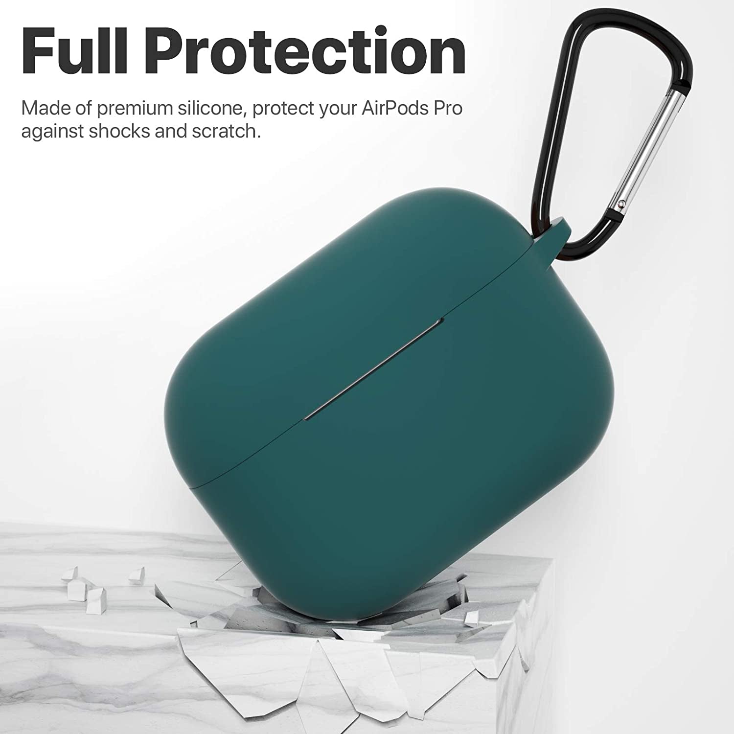 Midnight Green Silicone Case Cover for AirPods Pro 1st/2nd Gen - Protective Skin with Keychain, Front LED Visible, Perfect for Men & Women