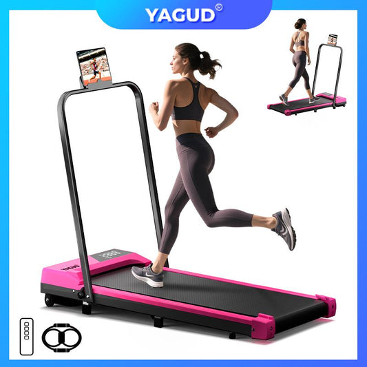 【New Arrival】Yagud Electric Folding Treadmill with Low-Noise Motor – 265Lbs Weight Capacity Spacious Belt, Dual Shock Absorption, Remote Control & Wheels for Easy Moving – Includes Free Resistance Bands and Remote